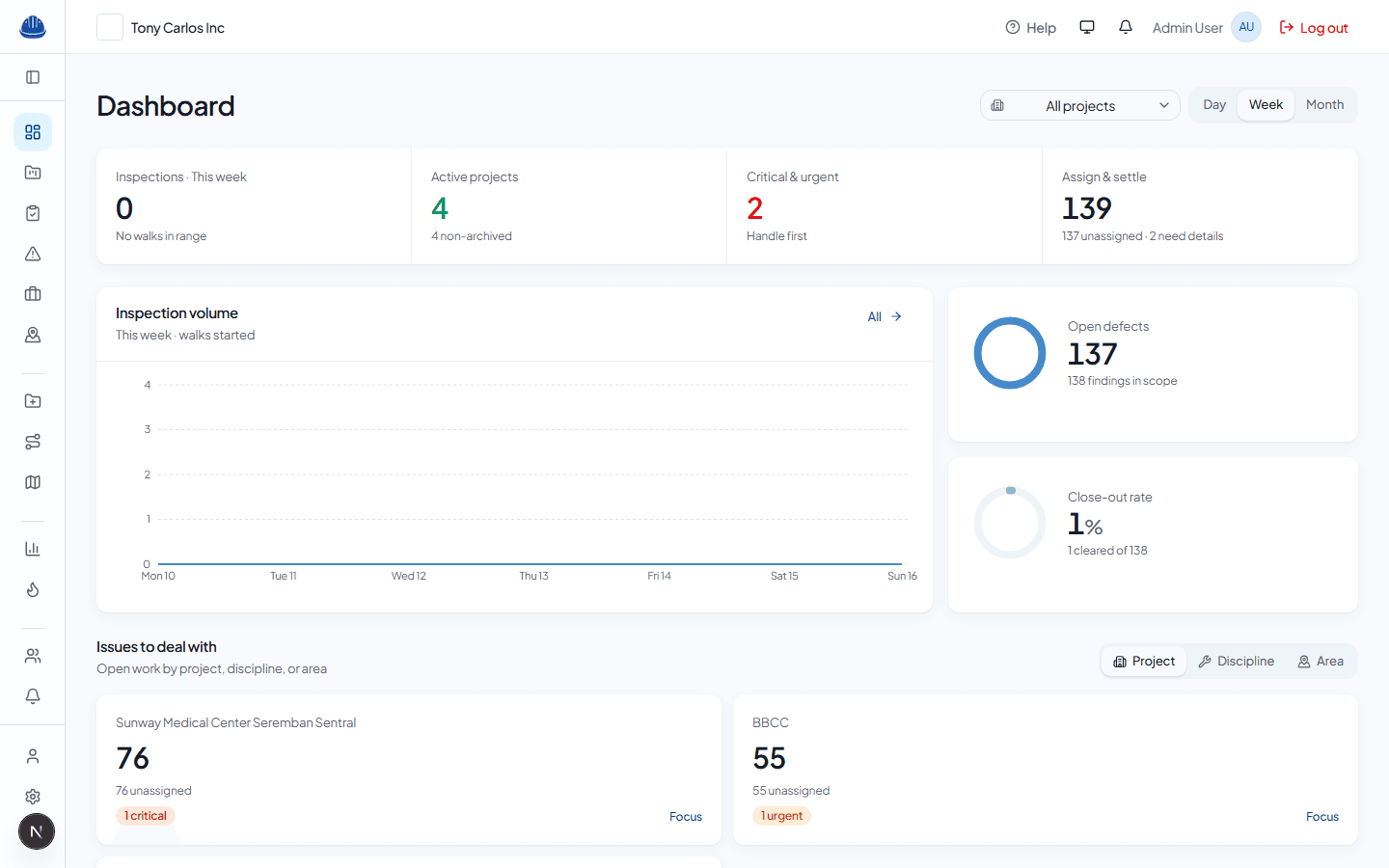 SiteSnap dashboard after a walk
