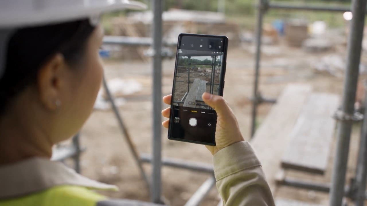Inspector photographing a scaffold hazard on site